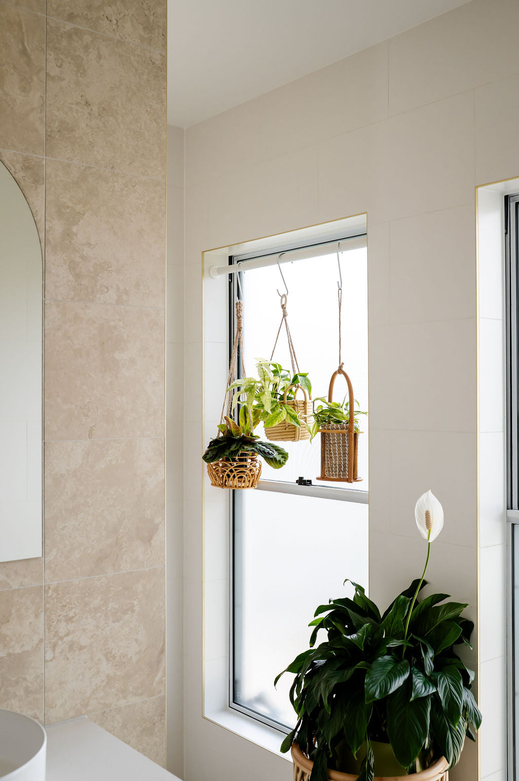 hanging plant bathroom window Window Hanging Pole