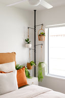 Tension Plant Pole With Hooks - Black