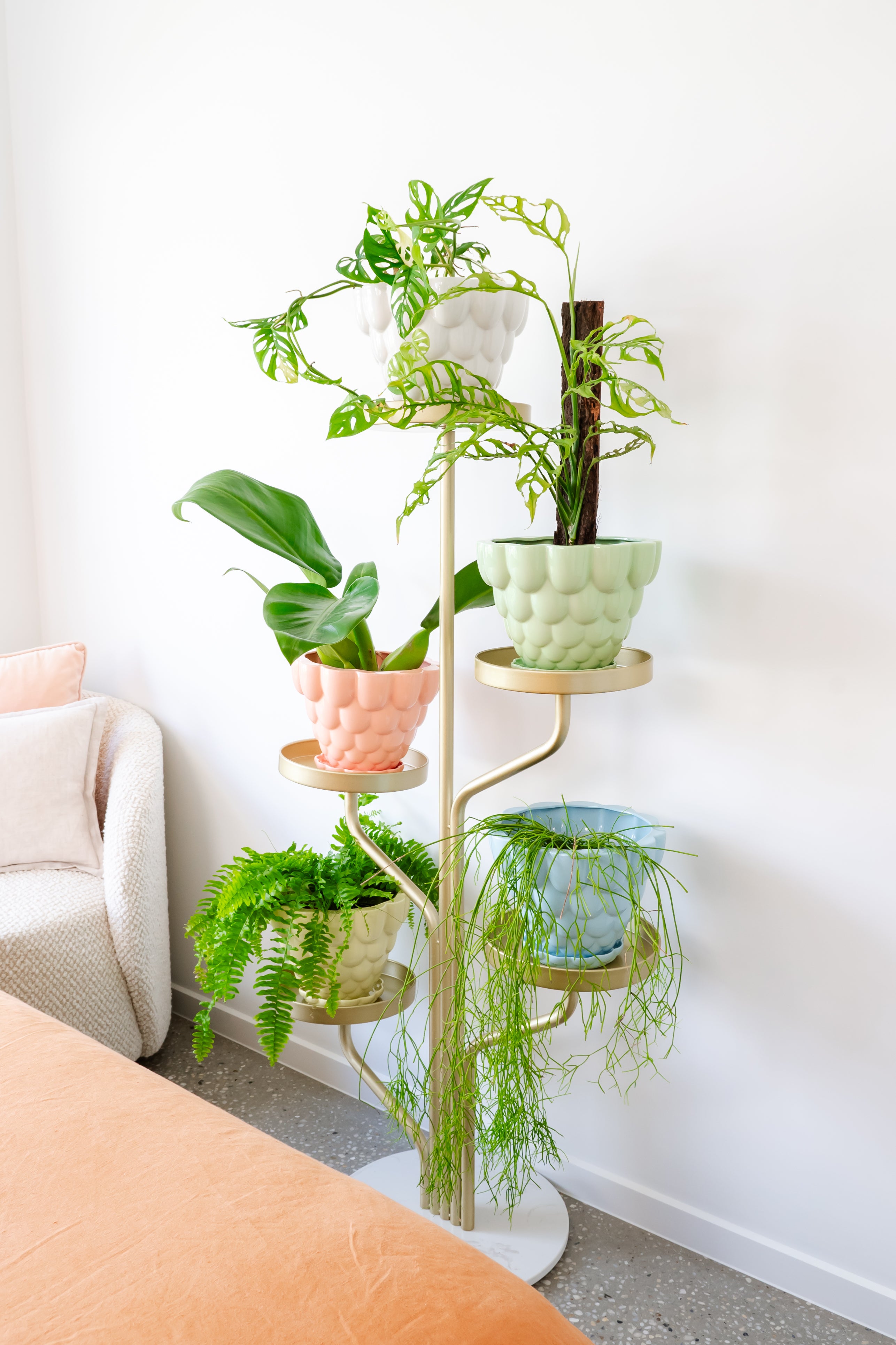 plant stand indoor gold Marley Luxe 5 Tier Plant Stand