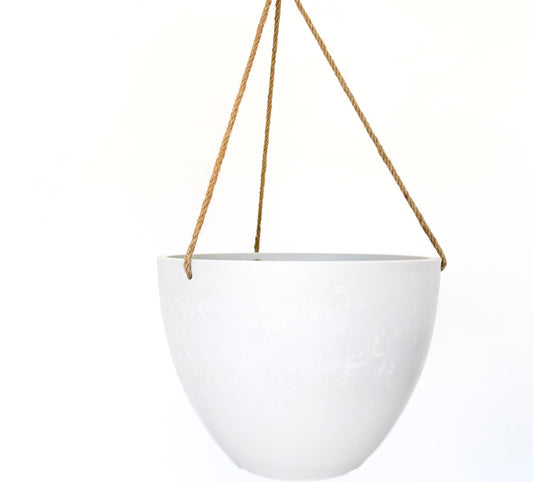 Columbia Large Hanging Planter - White Stone