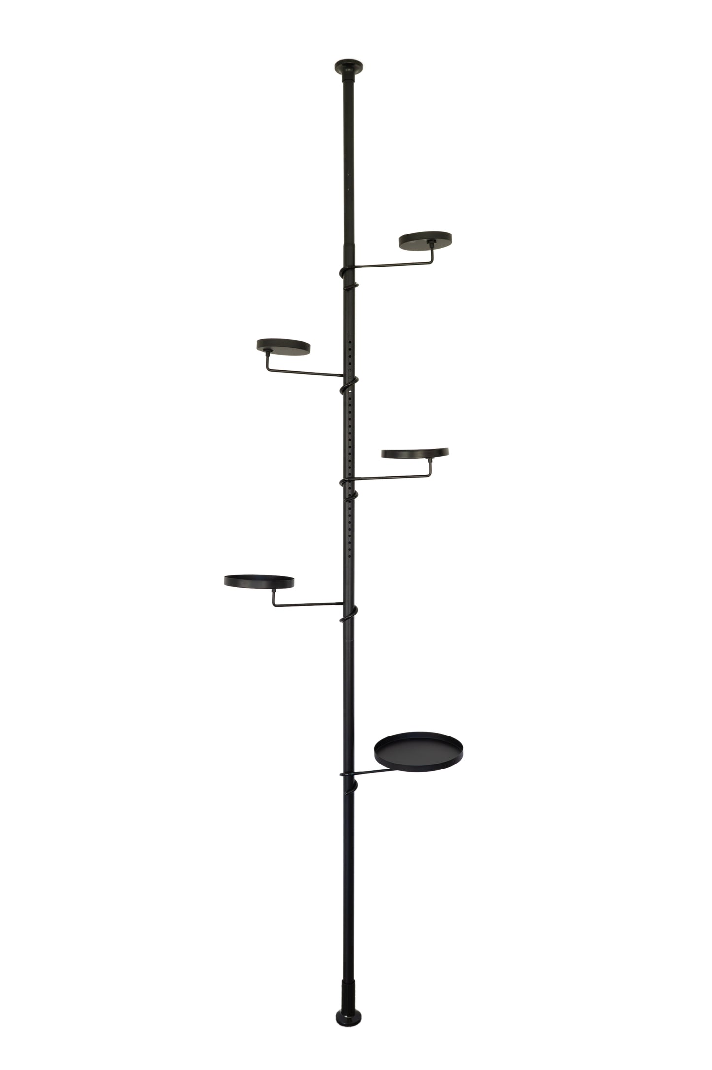 Tension Plant Pole With Trays - Black