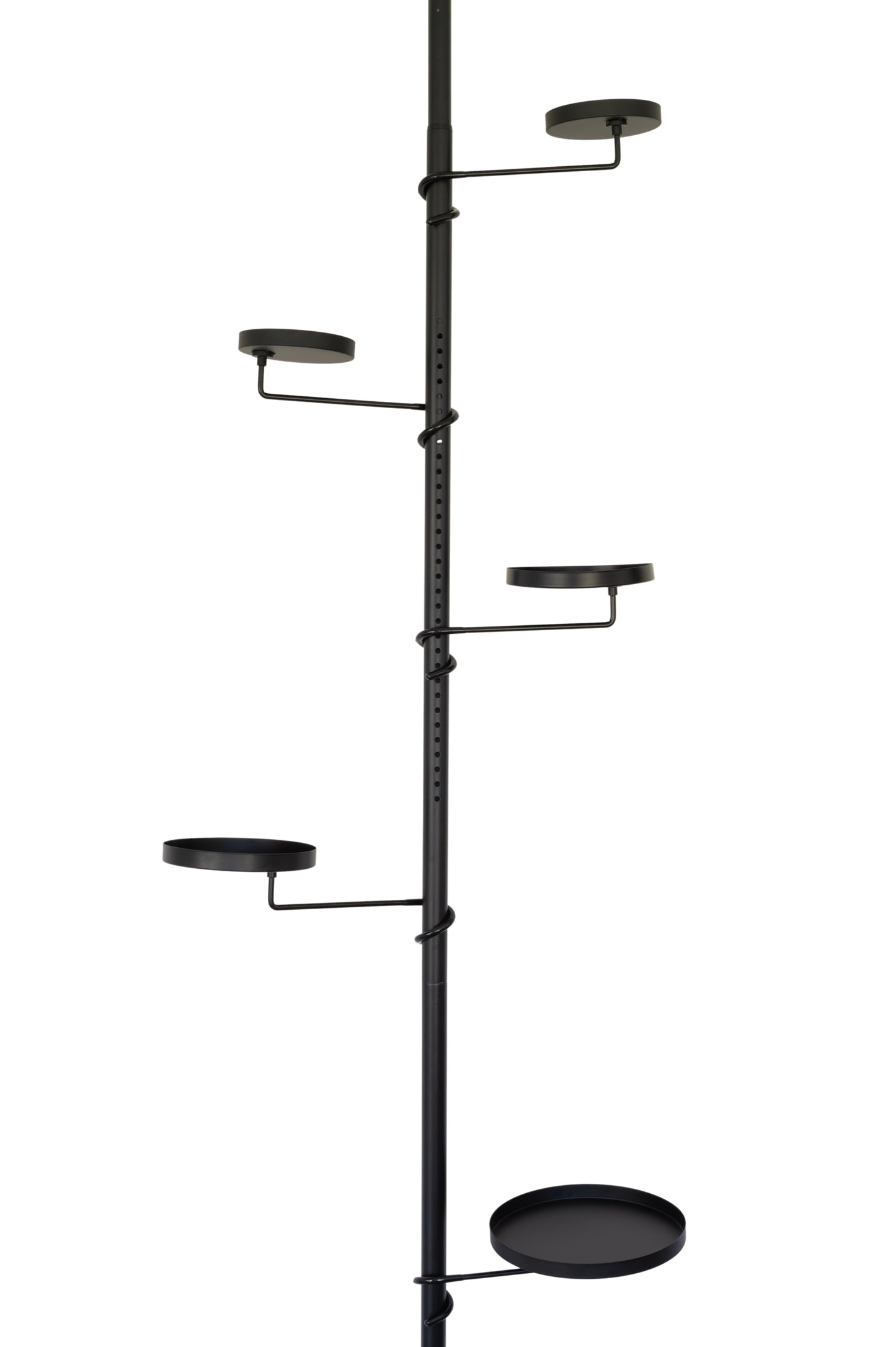 Tension Plant Pole With Trays - Black