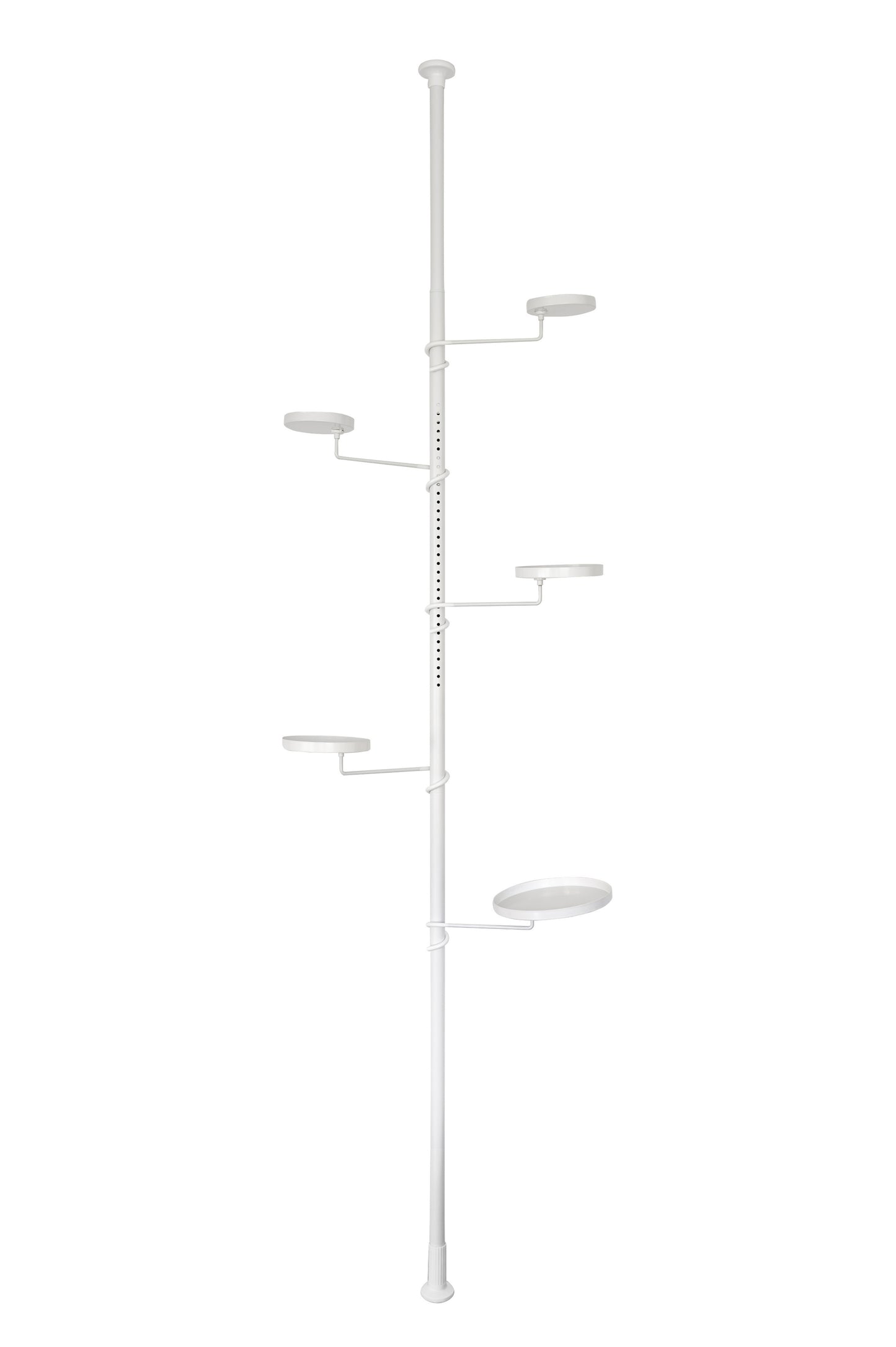 Tension Plant Pole With Trays - White