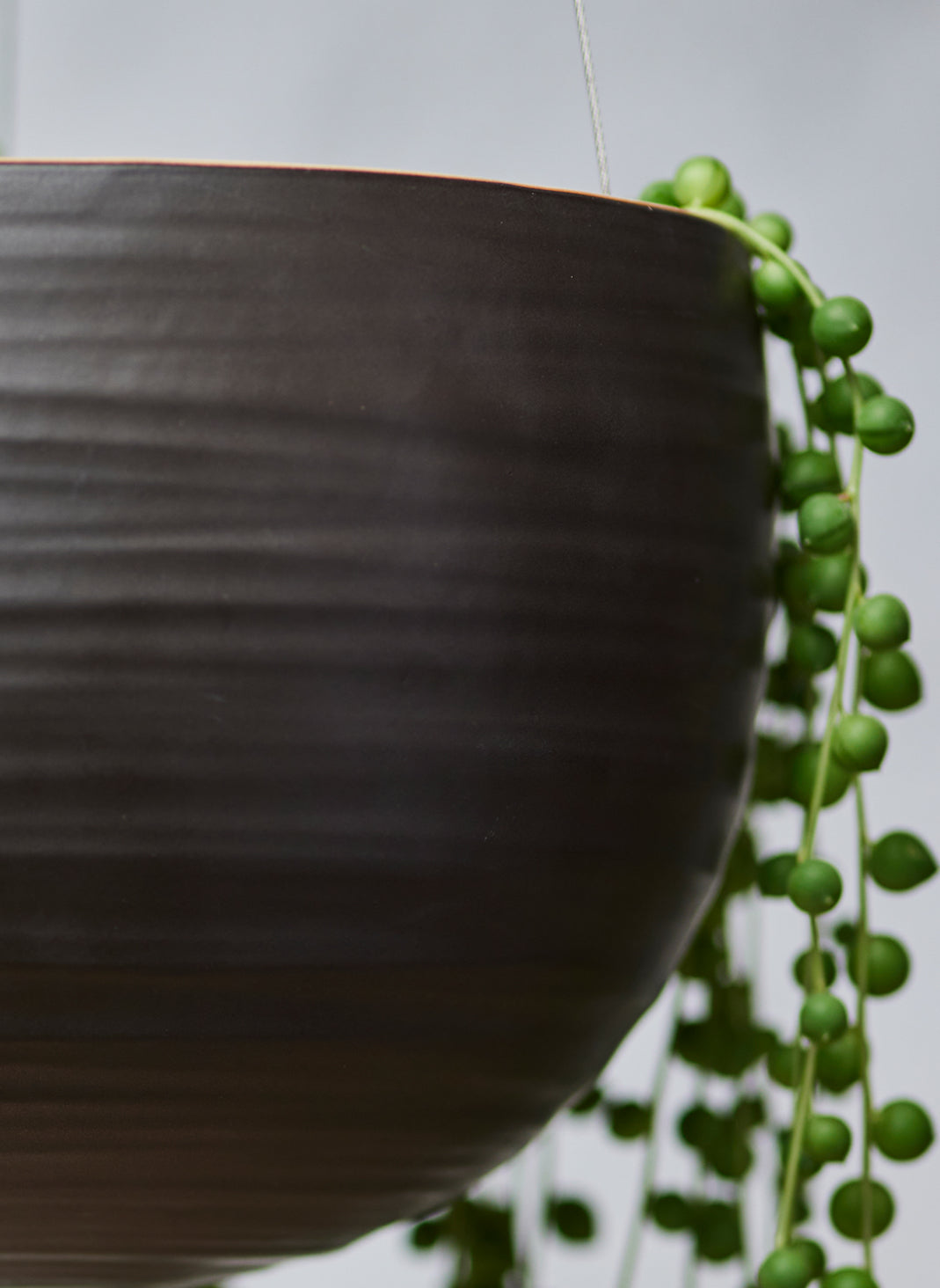 Spherical Hanging Planter - Smooth Matte Black