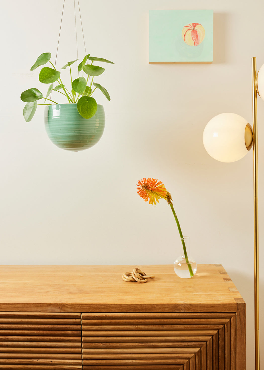 Spherical Hanging Planter - Green Crackle