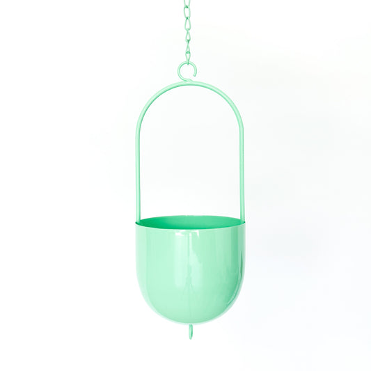 Metal Hanging Planter - Green