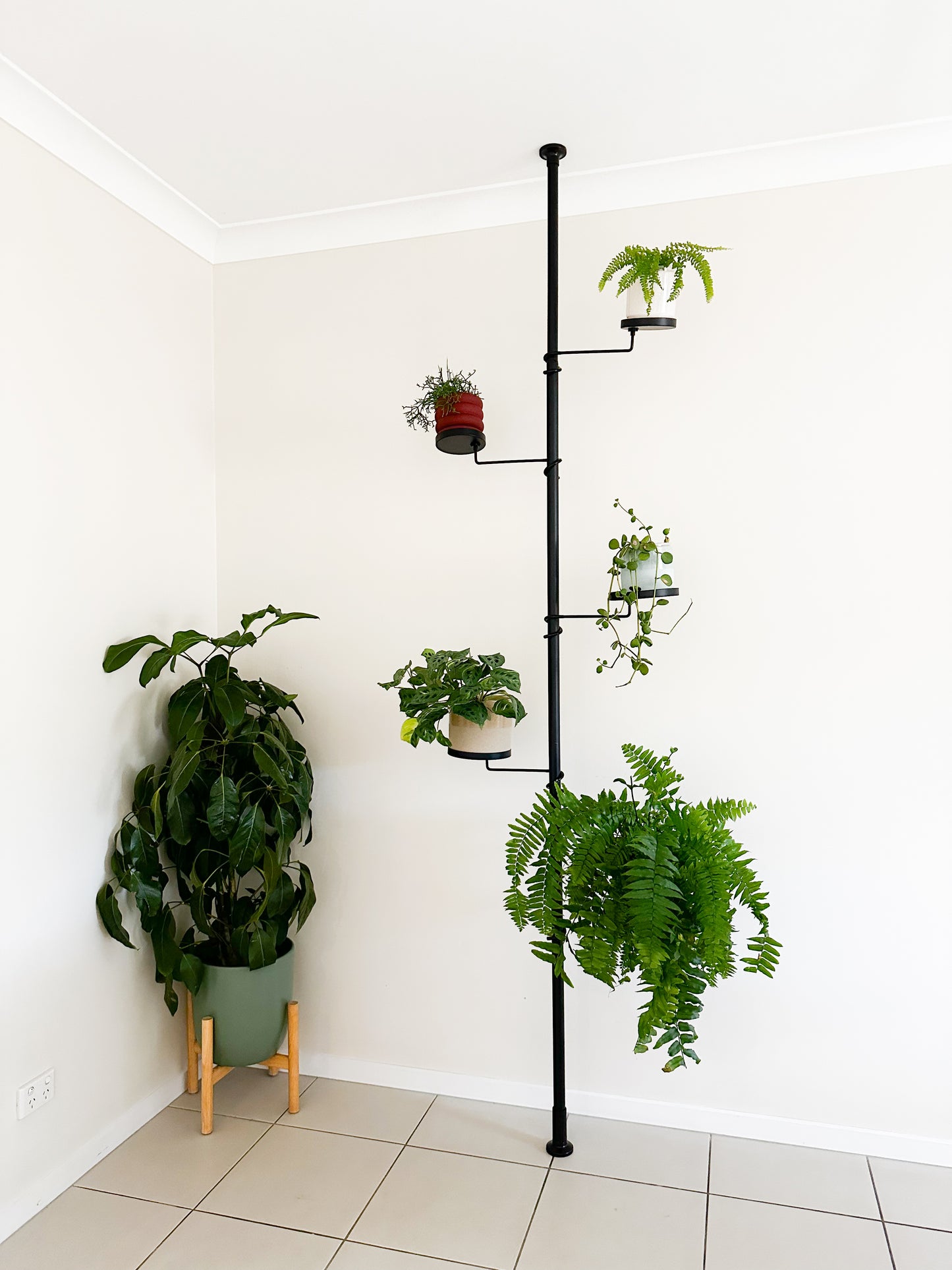 PREORDER*** - Tension Plant Pole With Trays - Black