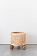 Olive Rattan Open Weave Ball Feet Planter